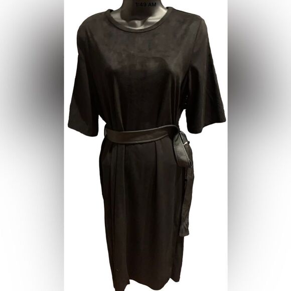 Zara midi dress with leather belt loops size small fits like an 8 ✨ oversized ✨ - Picture 1 of 7